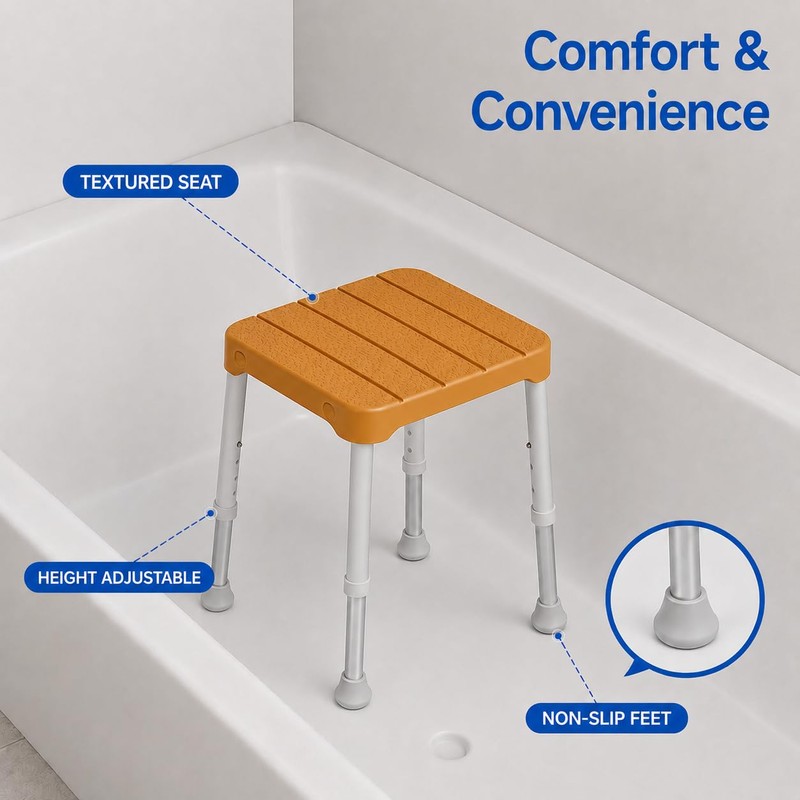 Shower Stool for Inside Shower, 350 lbs Adjustable for Seniors