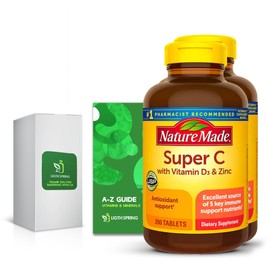 Super C with Vitamin D3 & Zinc 200 Tablets (2 Pack) with Exclusive A to Z - Better Ligth&Spring Guide (3 Items)