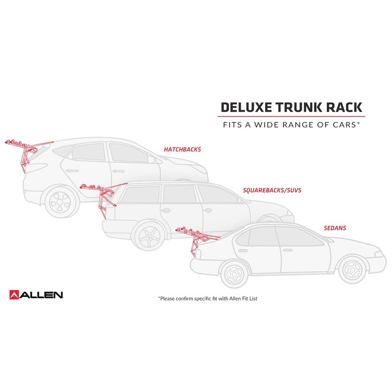 Allen Sports Deluxe+ 3-Bike Trunk Mounted Carrier, Model QS3