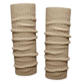 SoulCats 1 Pair Chunky Knit Leg Warmers Plain Colours in 9 Different Colours, beige