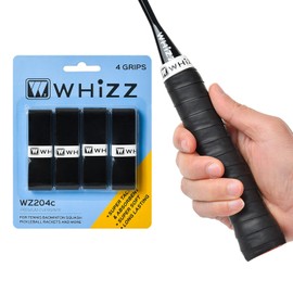 BAIHUALIN Whizz Badminton Tennis Schläger Griffband (4 Stück) – klebrig/schnell trocknend/weiches Gefühl – Squash Overgrip Pickleball Grip, Schwarz