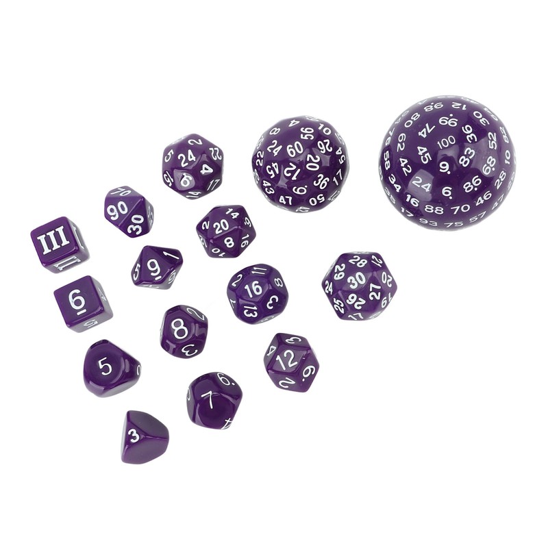 15pcs Polyhedral Dice Set 3 to 100 Sides Complete Polyhedral