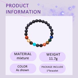 GAUEIOUR Universe Galaxy Eight Planet Guardian Star Bracelet,Natural Stone Beads,Elastic Ball Bearings, Jewelry for Both Men and Women