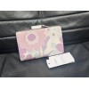 COACH Medium Corner Zip Wallet With Floral Print Ivory/Purple/Pink Multi