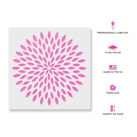 Stencil Revolution Dahlia Mandala Stencil - Durable & Reusable Mylar Stencils - 25"x25"