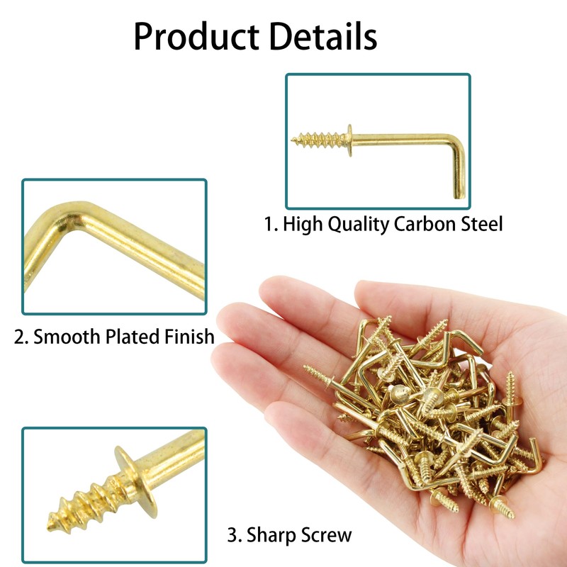 AUXBC 150PCS Mini Right Angle Screw Hook - 3/4 Inch