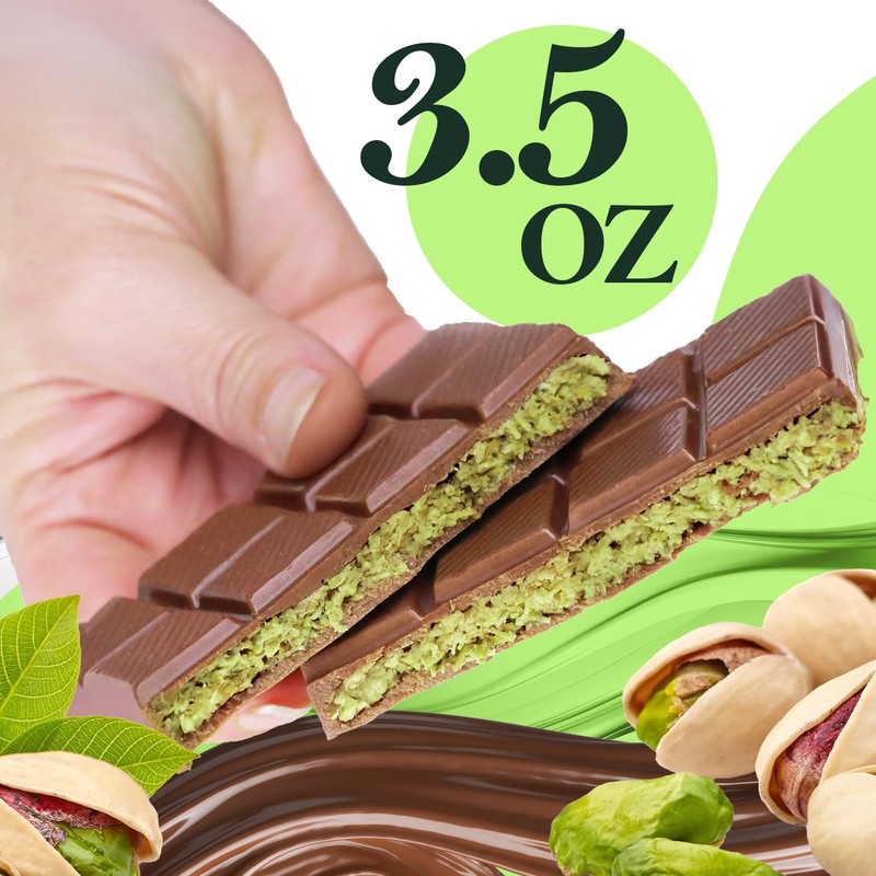 Dubai Chocolate Bar, Pistachio Chocolate Knafeh Bar -3.5 Oz, (100g)