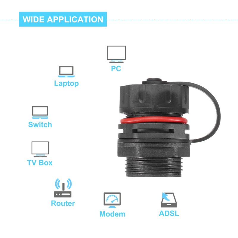sourcing map RJ45 Panel Mount Coupler, IP68 Shielded Industrial Panel
