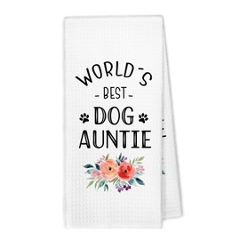 XBBMGG Dog Auntie Kitchen Towels, Aunt Mothers Day Birthday Gifts for Dog Lovers Owner Women Dish Hand Tea Towels, World's Best Dogs Auntie Decorative Towel for Bathroom Kitchen,16x24 Inch