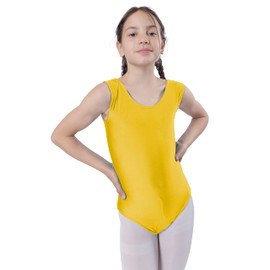 Carnavalife Girls Ballet Leotard Sleeveless Crew Neck Gymnastics Dance Party Leotard - yellow