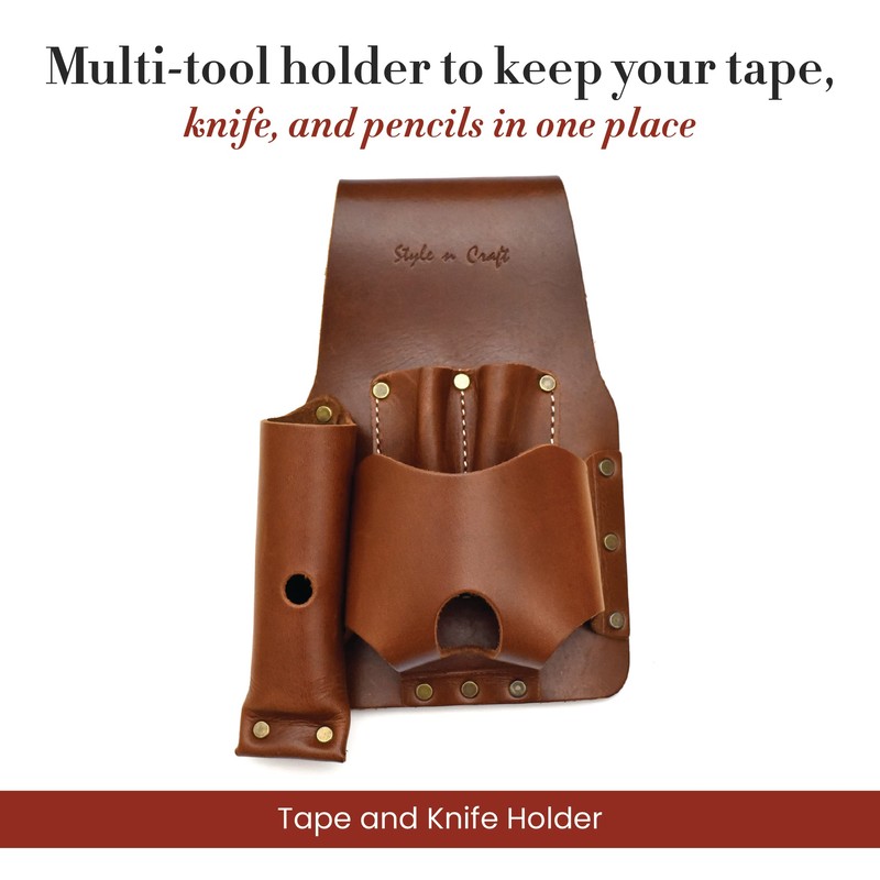 Style n Craft Tape and Knife Holder, Full-Grain Leather Tool