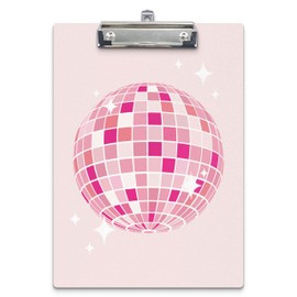 APJYM Pink Clipboard, Funky Retro Y2K Preppy Disco Ball Wooden Clip Board for Girls Student School Dorm Office, Preppy School Supplies, Standard A4 Letter Size 9x12.6 Inch