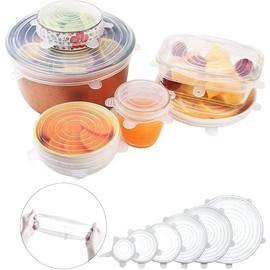 RabbitStorm Tapas Elásticas de Silicona, Envoltura Plástica Reutilizable Alternativa para Cubetas y Recipientes de Almacenamiento, Conjunto de 6 Tamaños Diferentes, para Mantener los AlimentosFrescos. Resistentes al Calor, Refrigeración, Antiderrames. Exc
