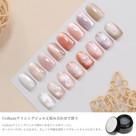 Coikaze Magnetic Nail, Ultra Fine Particulate Magnet, Gel Color, Magnetic Gel, Cat Eye, Nail Art, UV and LED Compatible, 8 Colors, 0.1 oz (4 g), Magnet & Nail Brush Included (8 Color Set of Ultra