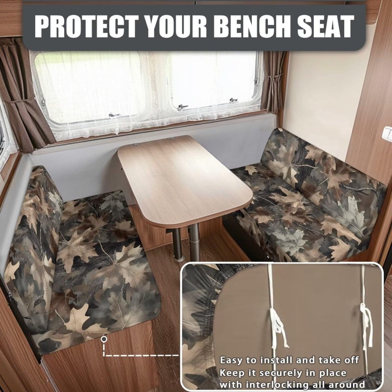 SUITOSELFY Forest Camo RV Seat Covers Dinette Booth Cushions Stretch