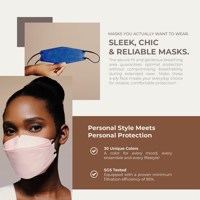 Premium Face Masks 30 Colors Resealable Pack of 5 Pieces.