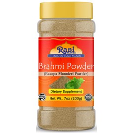 Rani Bacopa Monnieri (Waterhyssop) 7oz (200g) PET Jar ~ All Natural | No Color | Gluten Friendly | Vegan | Non-GMO | Kosher | No Salt or fillers | Indian Origin