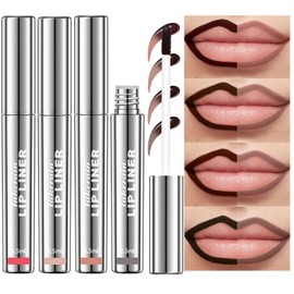 BANGFENG 4Pcs Peel Off Lip Liner Stain - Long-Lasting, Smudge-Proof, Waterproof Nude Matte Lip Tint, Non-Fading Peel Off Lip Color, Effortless Precision & Full Coverage, Vegan & Cruelty-Free