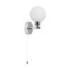Pair of Modern Chrome IP44 Bathroom Globe Pull Cord Switch