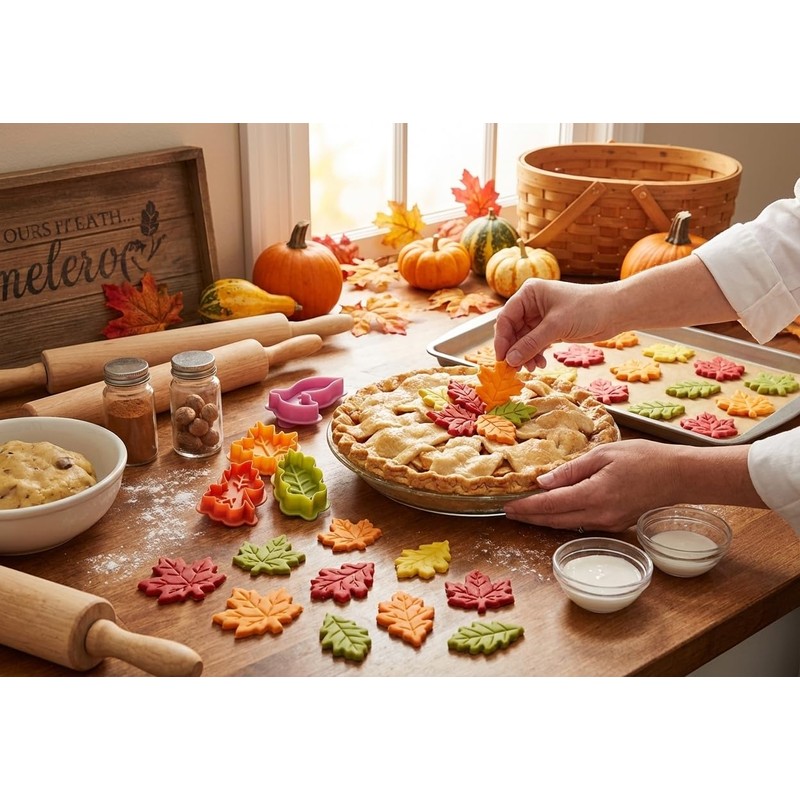4pcs Fall Leaf Pie Crust Cutters – Spring Plunger Cookie