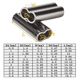 Barrel Crimp Sleeves Copper Aluminum Fishing Monofilament Line Tube Connectors Sinlge Double Crimping Loop Sleeves Fishing Wire Leader Kit Double 1.6mm