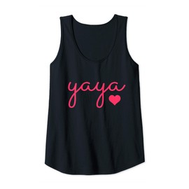 Womens Pink Heart Design That Says Yaya Gift for Grandma Women Tank Top