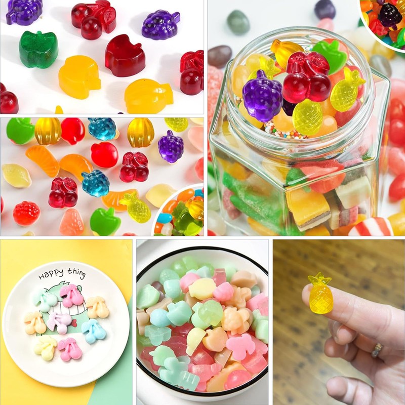 Sidosir 4Pcs Gummy Fruit Candy Molds, Non-stick Silicone Candy Gummy
