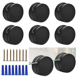 Black Frameless Mirror Mounting Hardware Kit Zinc Alloy Mirror Holders Mirror Mounting Brackets Glass Clips Clamps Bathroom Mirrors Supporting Sheet Fits for 3-5mm Thick Glass (8 Pack)