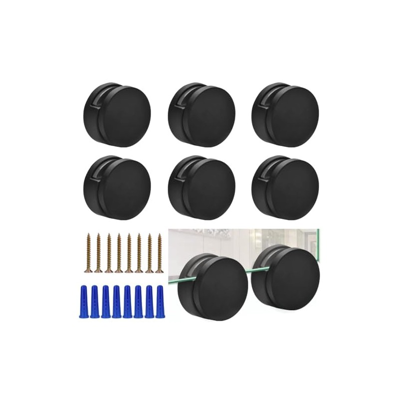 Black Frameless Mirror Mounting Hardware Kit Zinc Alloy Mirror Holders