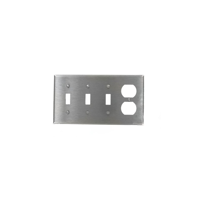 Leviton 4-Gang Toggle/Duplex Device Combination Wallplate, Standard Size, Magnetic Stainless
