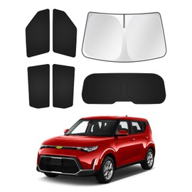 Canvcle - Parasoles para Kia Soul 2020-2024 2025, accesorios para parabrisas, parasol lateral para ventana trasera, protección de privacidad para mantener el vehículo fresco, negro, 6 unidades