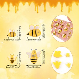 lasuroa 100 Pieces Resin Honey Bees for Crafts, 4 Designs Tiny Resin Bees, Small Decorative Honey Bee Decorations for DIY Table Decorations for Animal Birthday Party