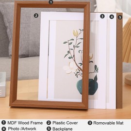 2 Pack Photo Frames A4 Picture Frame with Mat,Wall Hange and Table Decor for Home, Office,Gallery（Walnut）