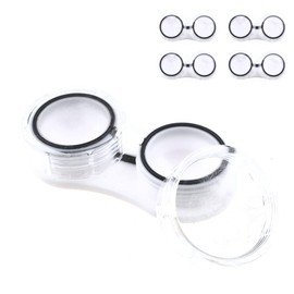 HAHIYO Contact Lens Case Box Holder Diameter 24mm Durable Leakproof Light Convenient Left/Right Eyes Contact Lens Container Soak Storage Kit For Storing Small items Travel Clear Pink 5 Pack