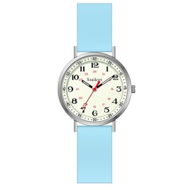 Szaikyri Nurse Watch for Women, Medical Professionals and Students with Luminous Easy to Read Military Watch Time Disc Unisex Sports Watches Waterproof, Sky Blue, Strap.