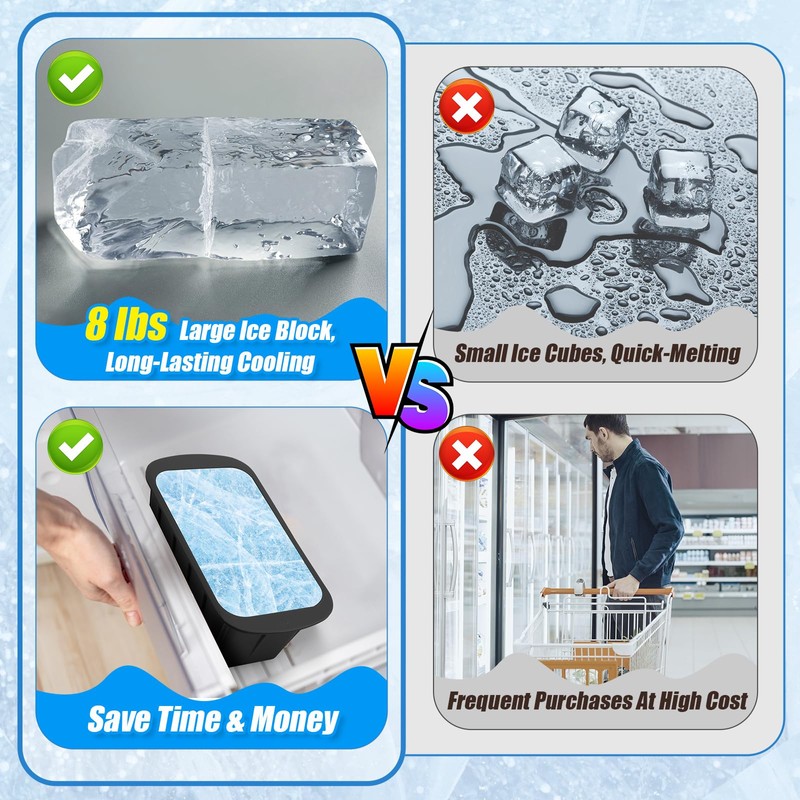 Tioncy 8 Pcs Extra Large Ice Block Molds 8 lb