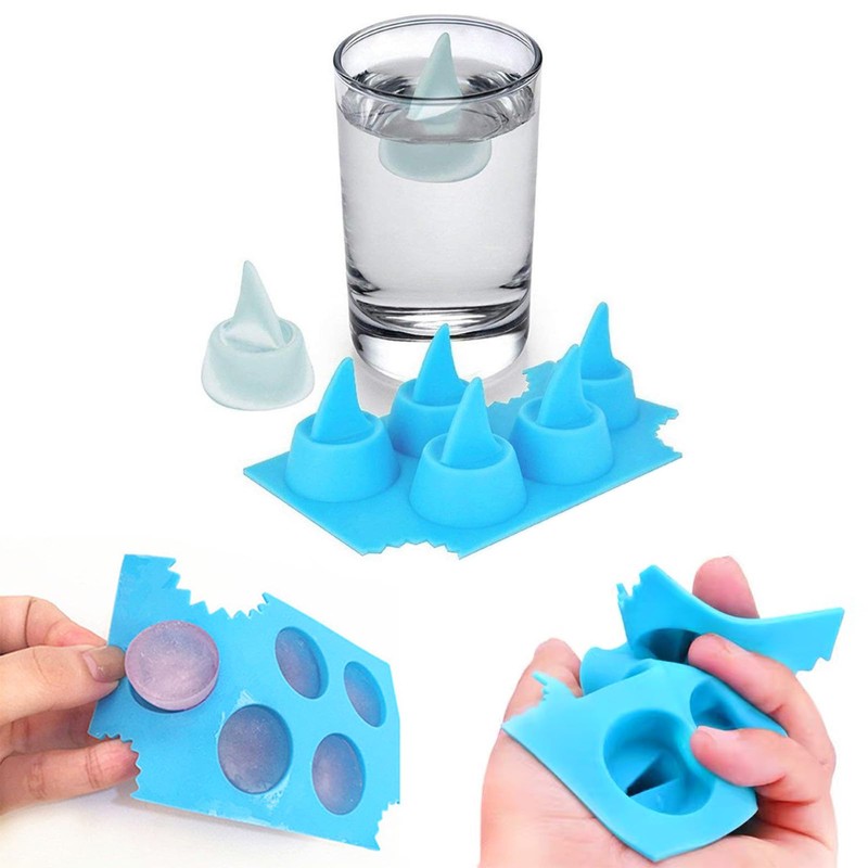 2 Pack Silicone Ice Cube Tray, Shark Fin Ice Trays,