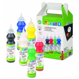 Morocolor Textile Fabric Paints - Pack of 6 Assorted Colours 80ml Bottles