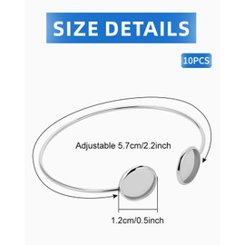 HSIXHAF 10 Pieces Bracelet Bezel Tray Bezel Cabochon Set Blank Cuffs Cabochon Blanks Tray Blank Bracelets for DIY Crafts Cabochons Bracelet Jewellery