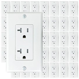 [40-Pack] PROCURU 20 Amp Decorator Commercial Grade Outlet Receptacle, Tamper Resistant, NEMA 5-20R, with Wall Plate Covers, 125V, White, UL Certified