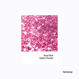 Hemway Premium Ultra Sparkle Glitter Multi Purpose Metallic Flake for Arts Crafts Nails Cosmetics Resin Festival Face Hair - Rose Pink - Super Chunky (1/8" 0.125" 3mm) 100g / 3.5oz