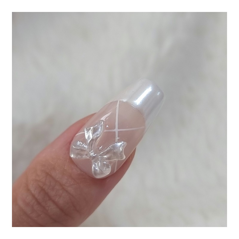 Pearl Shell Ballet Core Handmade Nail Tips - Short Square