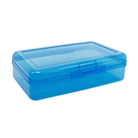 Ykimok Large Capacity Clear Pencil Box, Pencil Case, Plastic Pencil Boxes, Stackable Design, Supply Boxes for School Classroom,1 Pack (Blue)