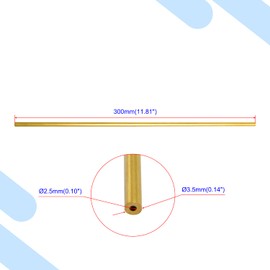 Aopin Brass Round Tube Copper Tubing Pipe ID 1.5mm / 3/50" x OD 3.5mm / 7/50" Hollow Copper Tubing Seamless Straight Pipe Tubing - 300mm / 1 Ft / 11.81 In Length For Brake Line, 2 Pcs