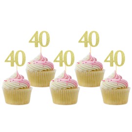 Sotpot 30PCS Gold Glitter 40th Birthday Cupcake Toppers Cheers to 40 Years Cupcake Picks for 40th Birthday Anniversary Party Decorations