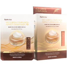 FARMSTAY Rice & Bifida Complexion Perfect Cream Mask with Niacinamide and Hyaluronic Acid, Hydrating & Anti-aging Face Mask Pack, Korean Skin care, for Women & Men, 10 Sheets (0.77 fl. oz Each)