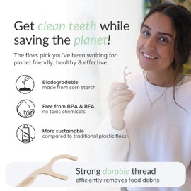 Biodegradable Floss Picks (200pcs) - Natural, Vegan, Sustainable, Reusable Dental Floss - Shred Resistant and Nontoxic Plant-Based Material Dental Floss Picks