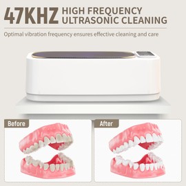 Ultrasonic Retainer Cleaner, Professional 47kHz Ultrasonic Cleaner Machine for Dentures, Mouth Guard, Aligner, Braces,Jewelry, 4 Modes with 400ML Capacity