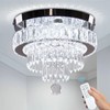 Dimmable Crystal Chandeliers 11.8" LED Flush Mount Modern Ceiling Light