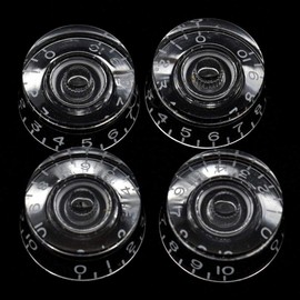 KAISH Pack of 4 American Spec LP Guitar Speed Dial Knobs 24 Fine Spline Control Knobs for Les Paul with CTS Spilit Shaft Pots Clear with White Number